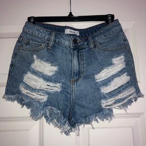 CELLO distressed light washed jean shorts